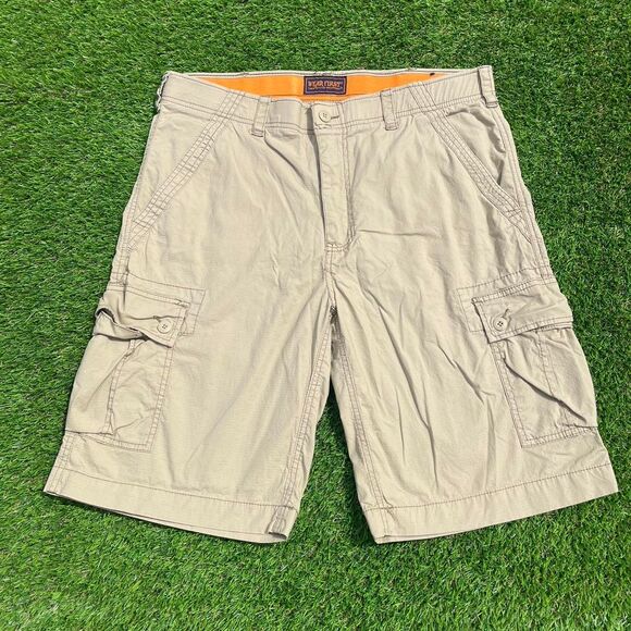 WearFirst baggy tan and orange multipocketed cargo shorts (36) - Picture 1 of 4